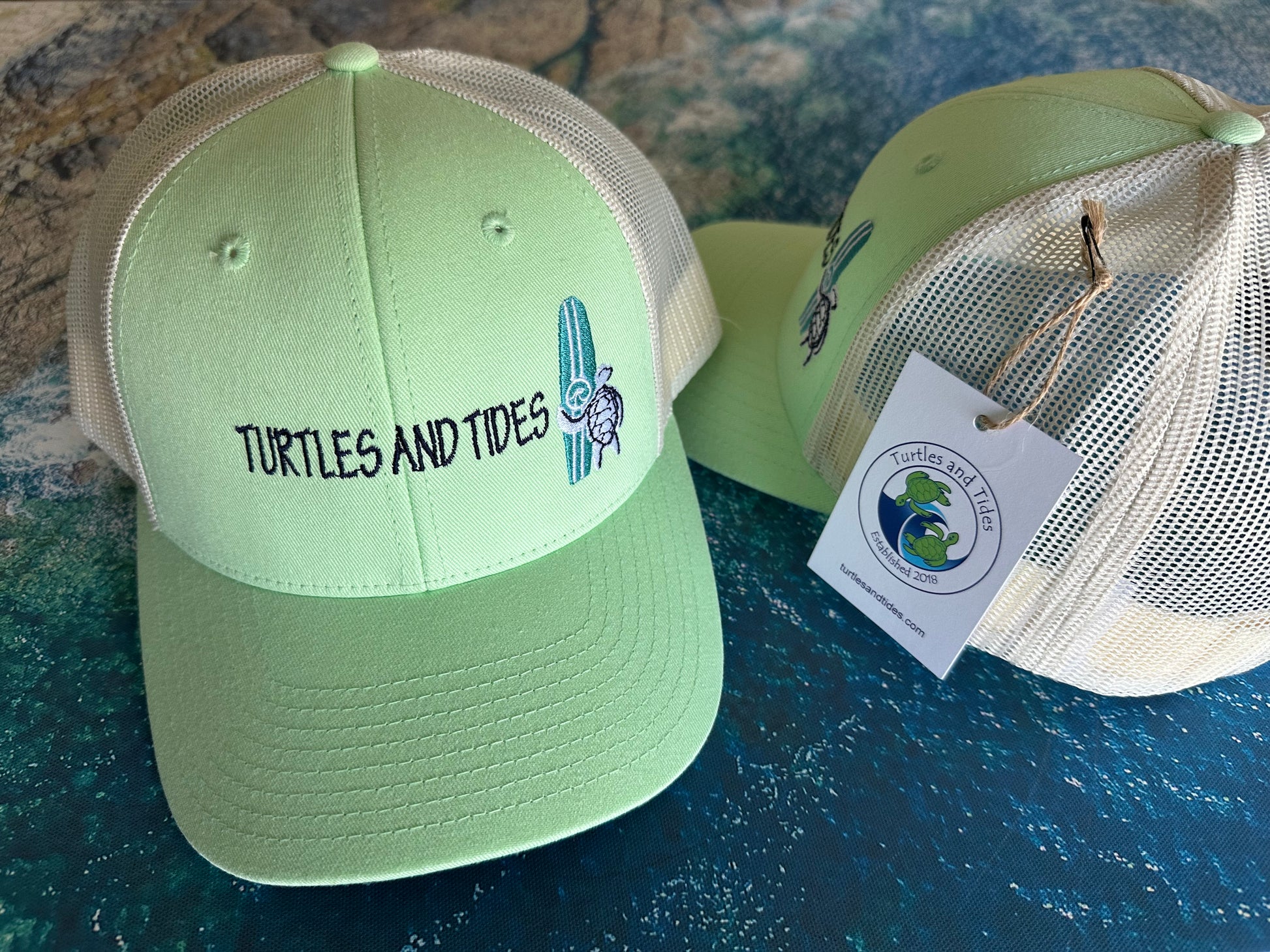 Surf Turtle Trucker - Mint w/Birch - Turtles and Tides 
