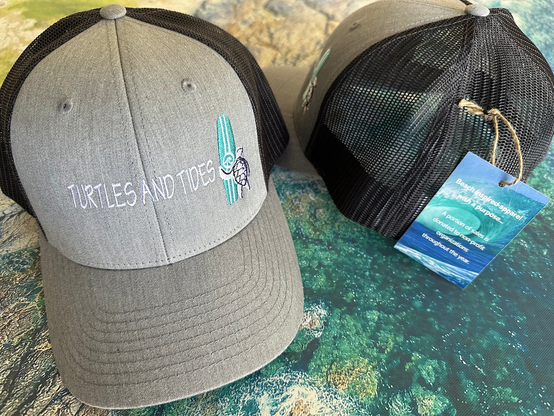 Surf Turtle Trucker - Grey w/Black - Turtles and Tides 