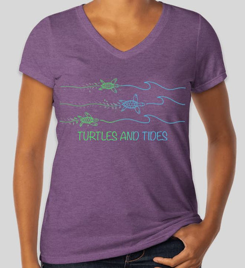 NEW! Journey to the Sea - Women's V-Neck - Turtles and Tides 