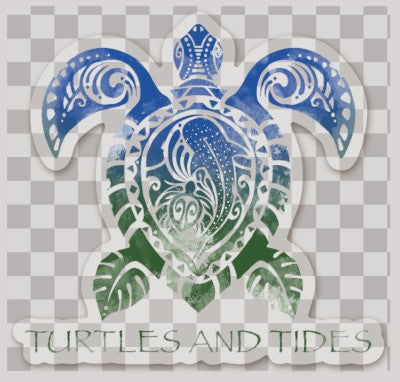 Tribal Honu Sticker - Transparent - Turtles and Tides 
