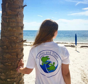 Wahoo White Turtles and Tides Logo Tee