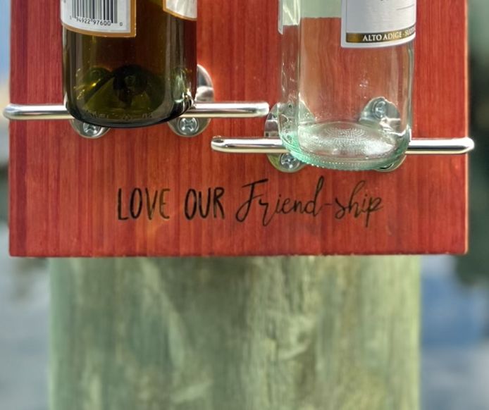 Love our FriendSHIP - Double Bottle Wine Holder, Custom - Turtles and Tides 