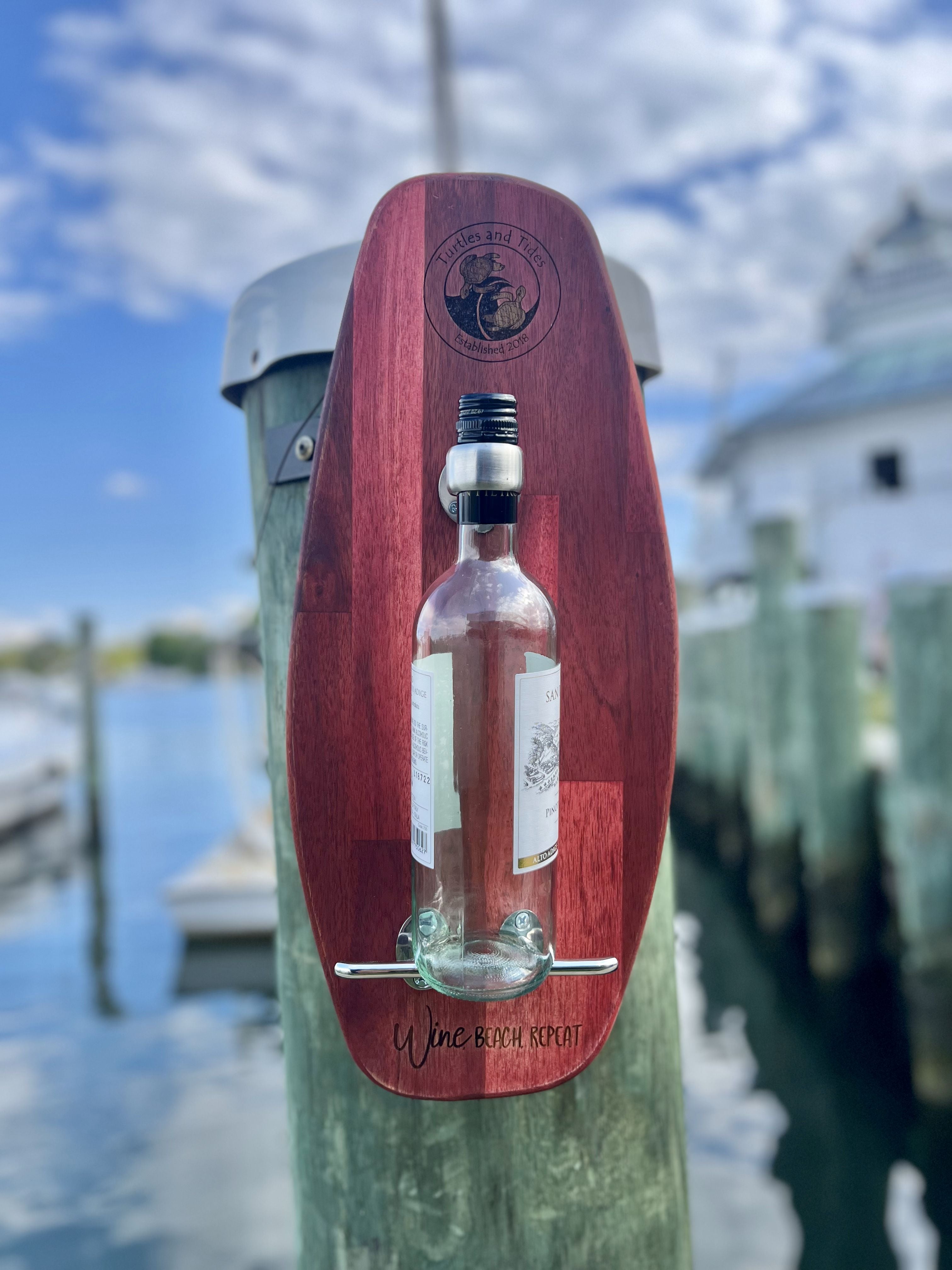 Wine. Beach. Repeat - Single Bottle Wine Holder, Custom - Turtles and Tides 