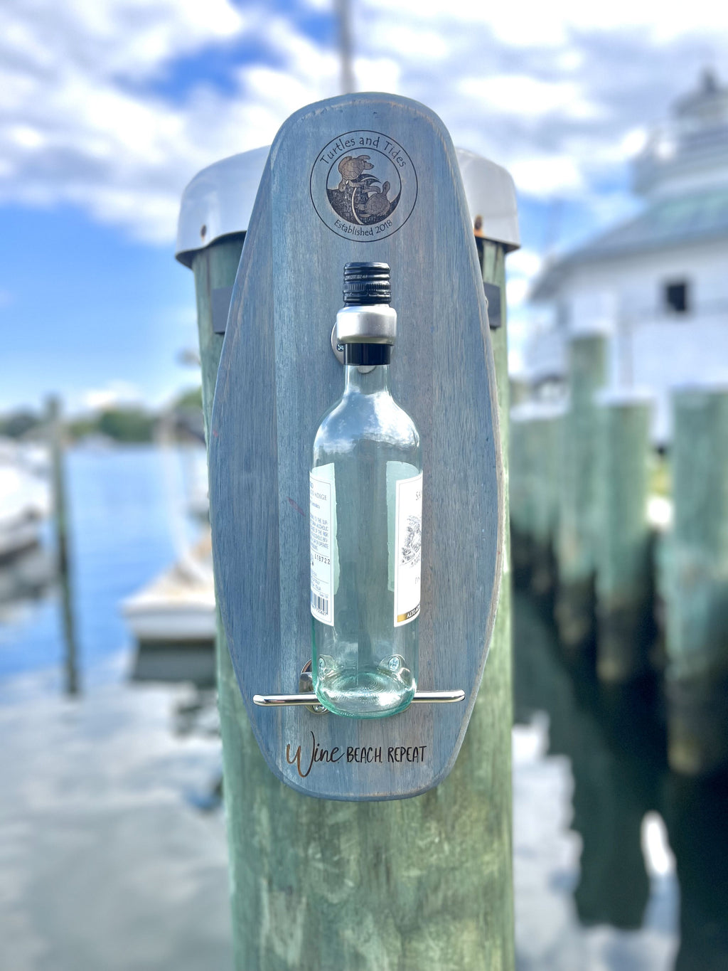 Wine. Beach. Repeat - Single Bottle Wine Holder, Custom - Turtles and Tides 