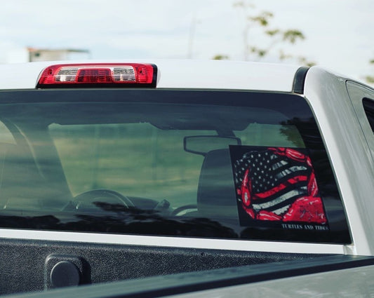 6" x 6" Auto Decal - 'Watermen' Thin Red Line - Turtles and Tides 
