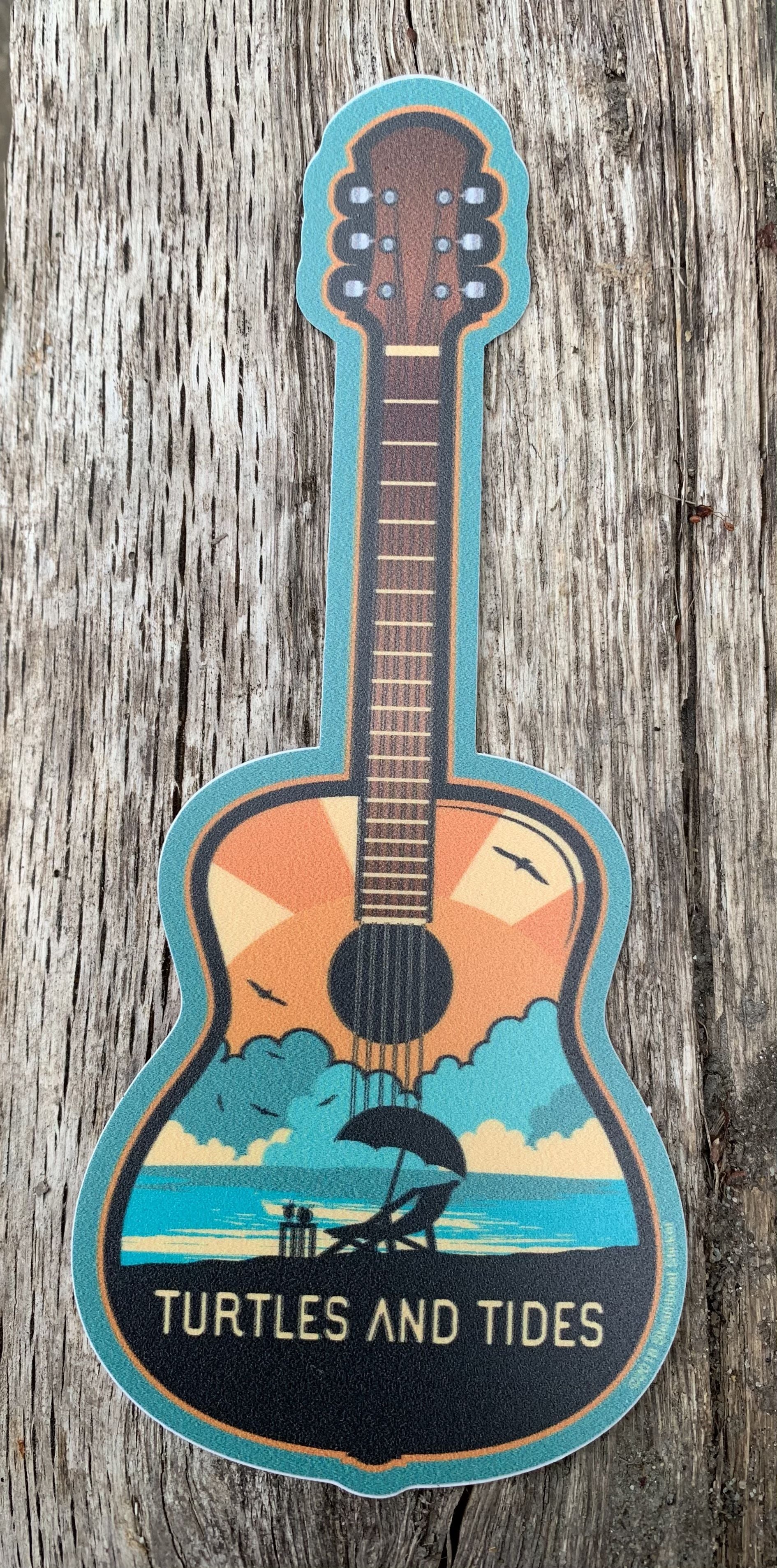 Beach Guitar Sticker - Turtles and Tides 
