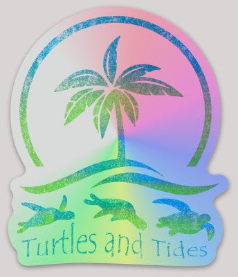 NEW! Holographic Island Oasis Sticker - Turtles and Tides 