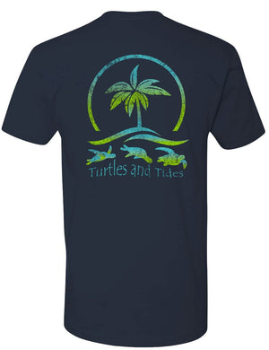 Island Oasis Short Sleeve - Navy Blue - Turtles and Tides 