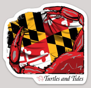 NEW! 2.50"W x 2.40"H Sticker - Maryland Crab - Turtles and Tides 