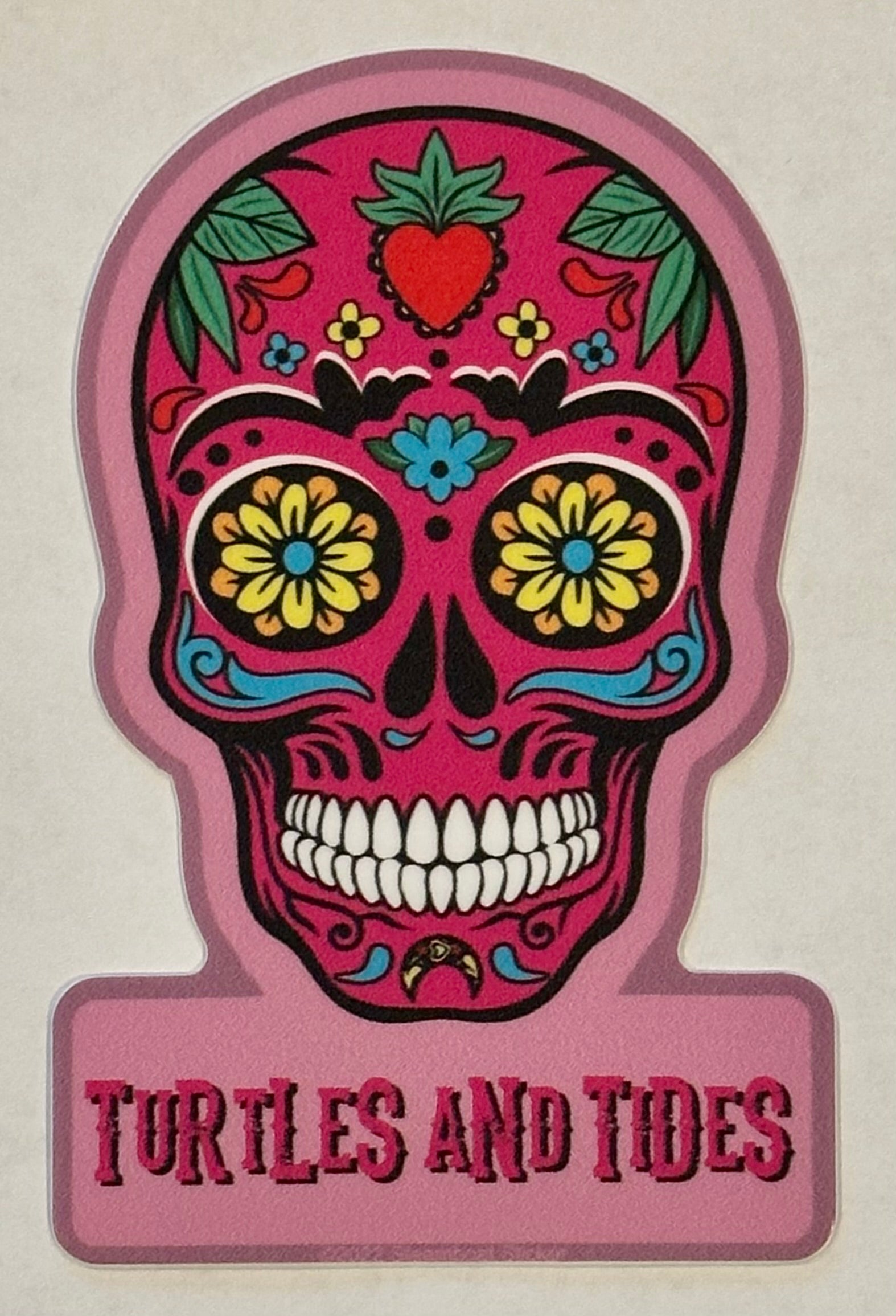 NEW! Pink Skull Sticker - Turtles and Tides 
