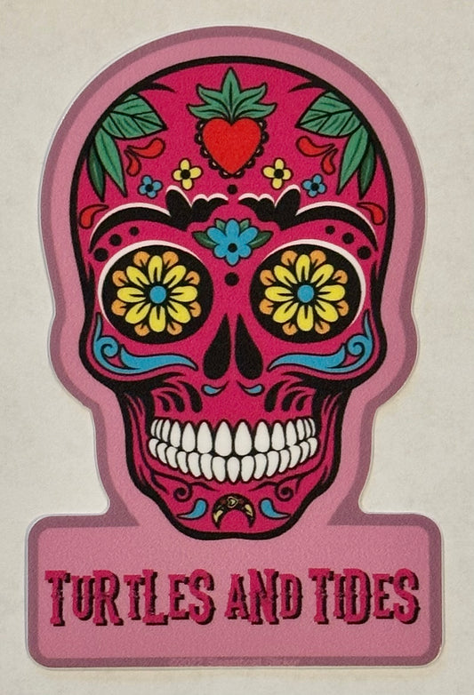 NEW! Pink Skull Sticker - Turtles and Tides 