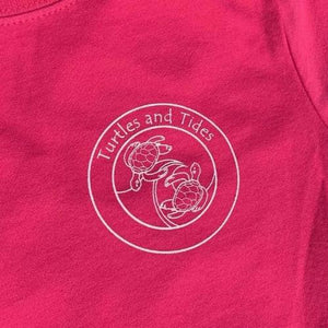 Girls Hibiscus Pink Short Sleeve Turtles and Tides Logo Tee - Turtles and Tides 