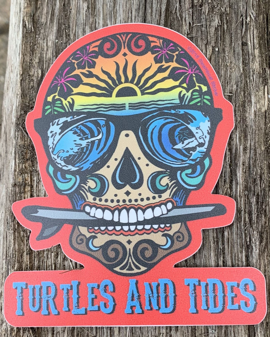 Surf Skull Sticker - Turtles and Tides 