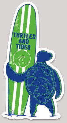 Turtles and Tides 'Surfs Up' Sticker 2.63" x 5" - Matte Finish (multiple colors) - Turtles and Tides 
