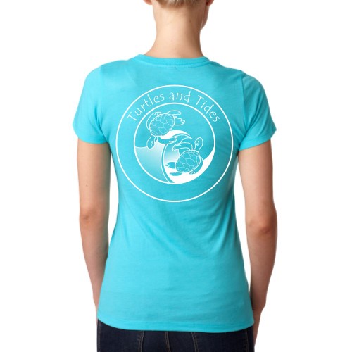 Tahiti Blue Short Sleeve Turtles and Tides Logo Tee - Unisex Fit - Turtles and Tides 