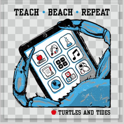 4" x 4" Clear Sticker - Teacher Crab - Turtles and Tides 