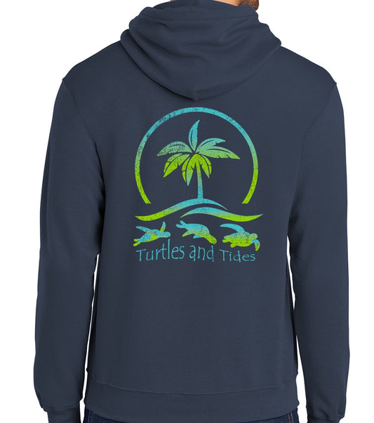 Island Oasis Hoodie - Navy Blue - Turtles and Tides 